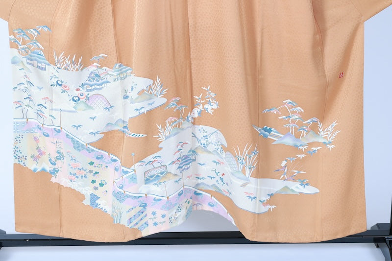 Japanese kimono used <Irotomesode> Msize  silk 100% /B1110