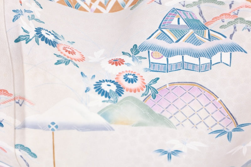 Japanese kimono used <Irotomesode> Msize  silk 100% /B1110