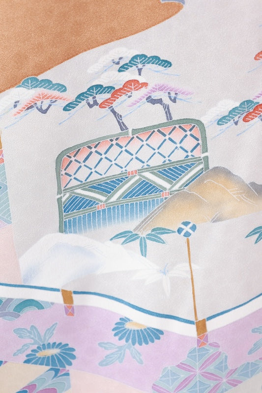 Japanese kimono used <Irotomesode> Msize  silk 100% /B1110