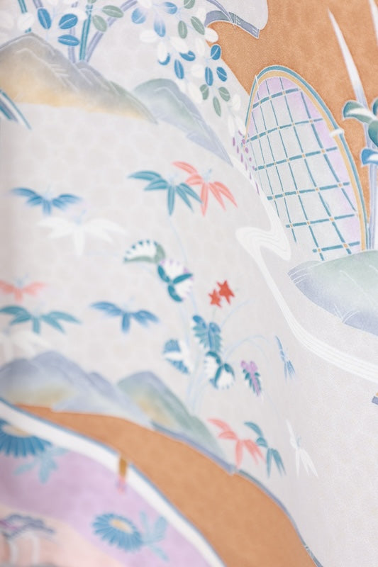 Japanese kimono used <Irotomesode> Msize  silk 100% /B1110