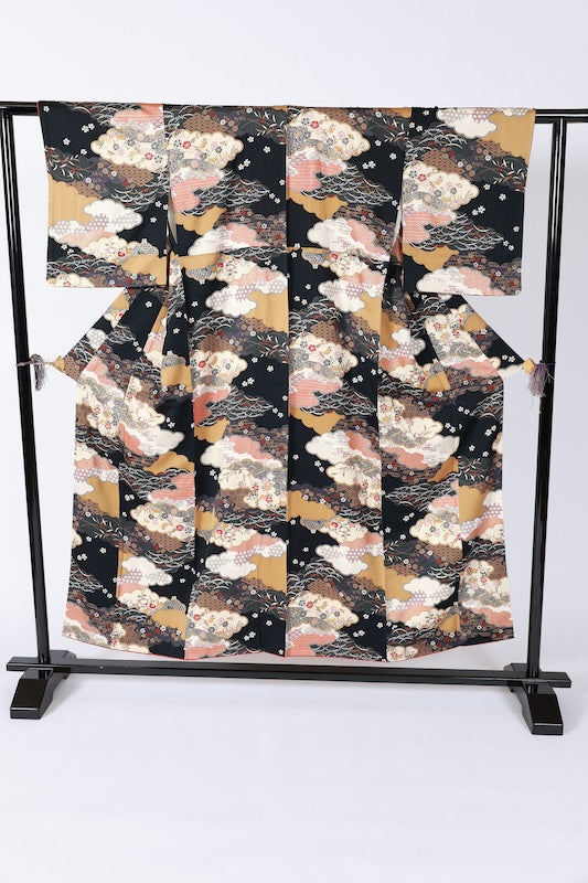 Japanese kimono used <Komon> Msize  silk 100% /B1107