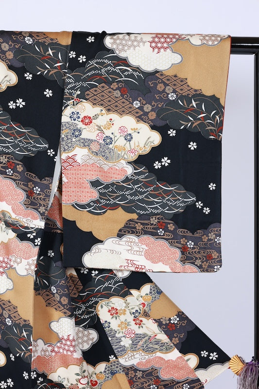 Japanese kimono used <Komon> Msize  silk 100% /B1107