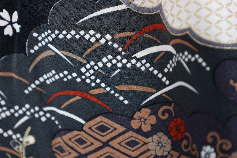 Japanese kimono used <Komon> Msize  silk 100% /B1107