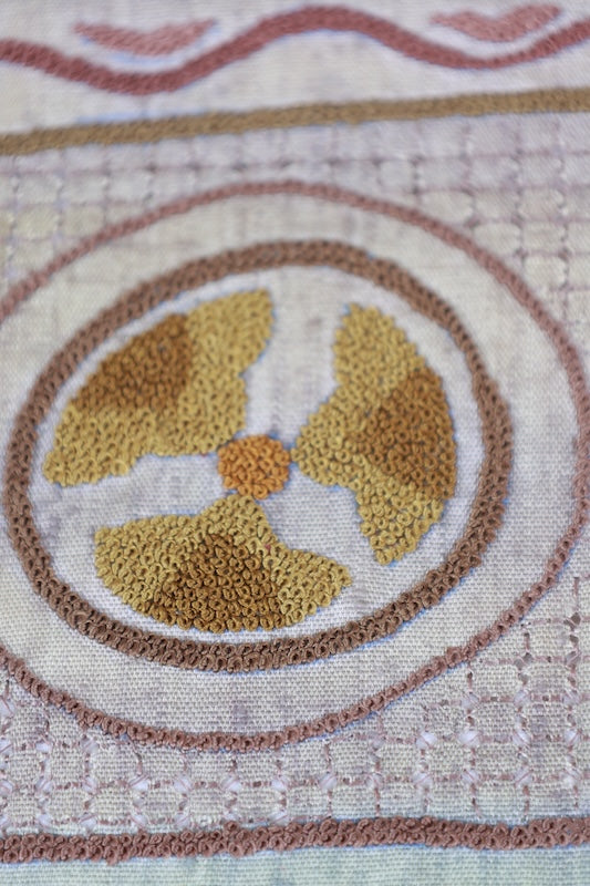 Nagoya obi used (sash) - Green, purple, brown, purple - Sagara embroidery - floral pattern - L84