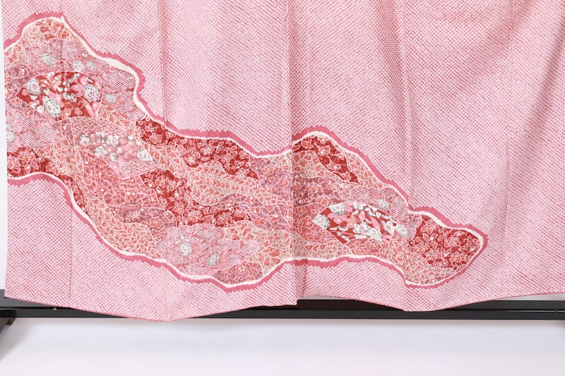Japanese kimono used <houmongi> Msize  silk 100% /B1103