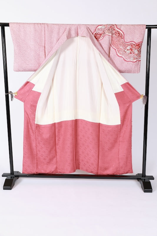 Japanese kimono used <houmongi> Msize  silk 100% /B1103