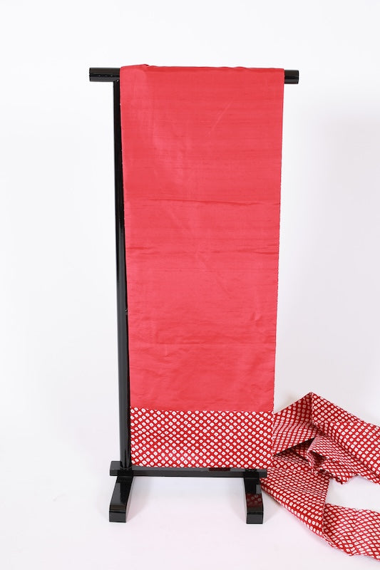 Nagoya obi used (sash), red and white, Hikida Shibori (tie-dye pattern), L82