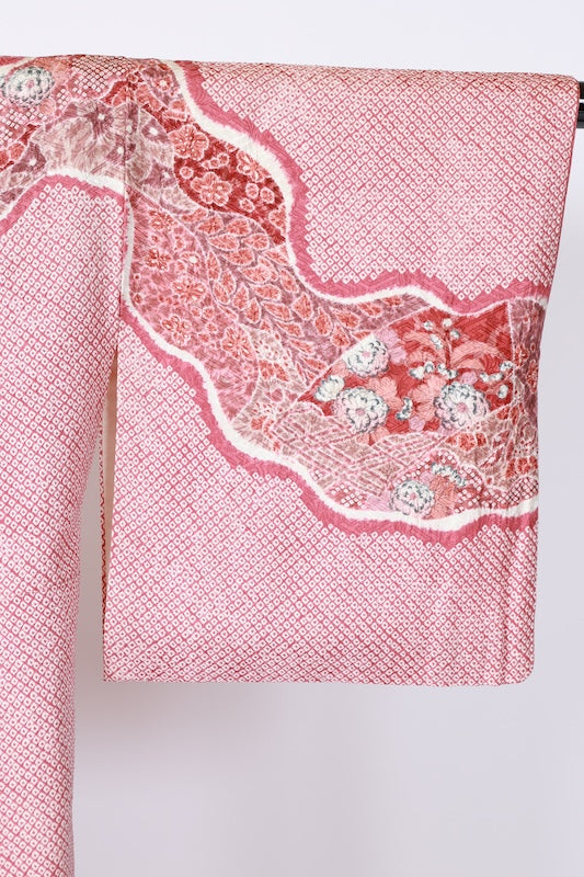 Japanese kimono used <houmongi> Msize  silk 100% /B1103