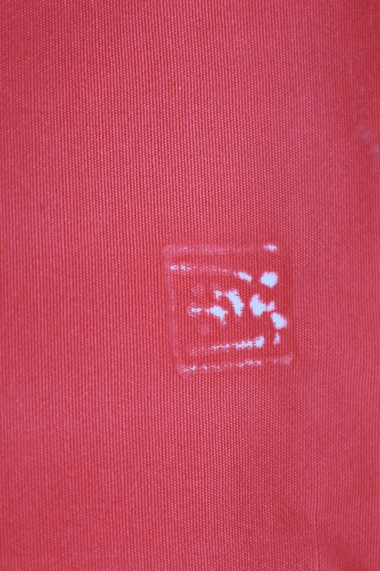 Nagoya obi used (sash), Bingata style, by a renowned artist, in off-white, indigo, green, brown, gray, blue, featuring floral, wave, and bamboo fence motifs, hand-dyed, stencil-dyed, L77