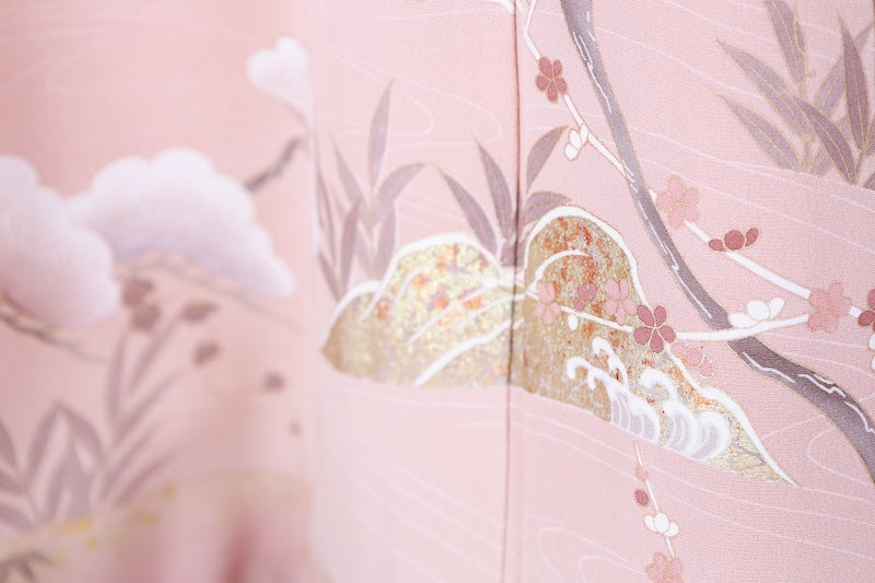 Japanese kimono used <Irotomesode> Msize  silk 100% /B1104