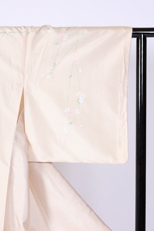 Japanese kimono used <houmongi> L-size  silk 100% /B1099