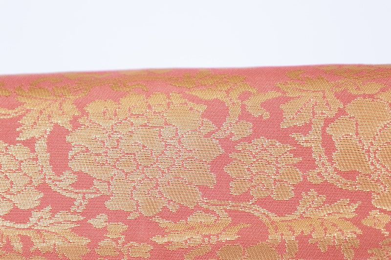 Nagoya obi used(sash) - Gold, purple, blue-gray, coral, rough shore, Chinese flower, bird, peony - L80