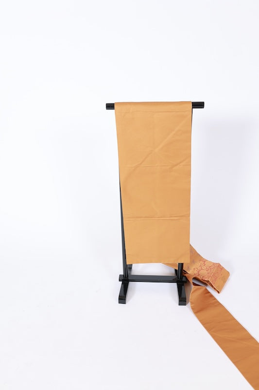 Nagoya obi used(sash) - Gold, purple, blue-gray, coral, rough shore, Chinese flower, bird, peony - L80