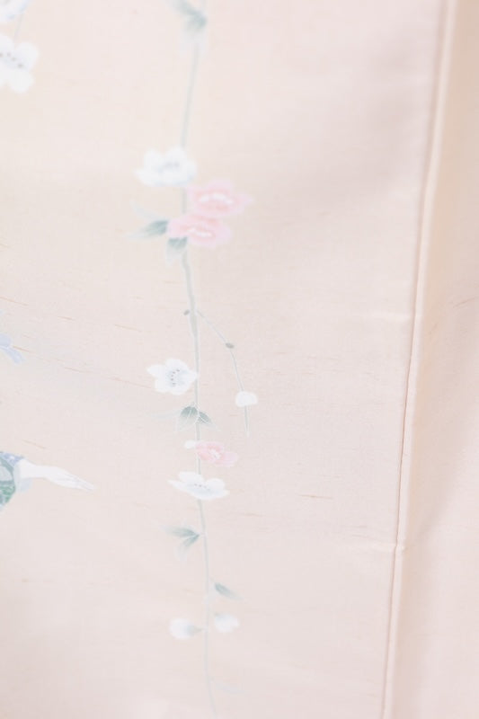 Japanese kimono used <houmongi> L-size  silk 100% /B1099