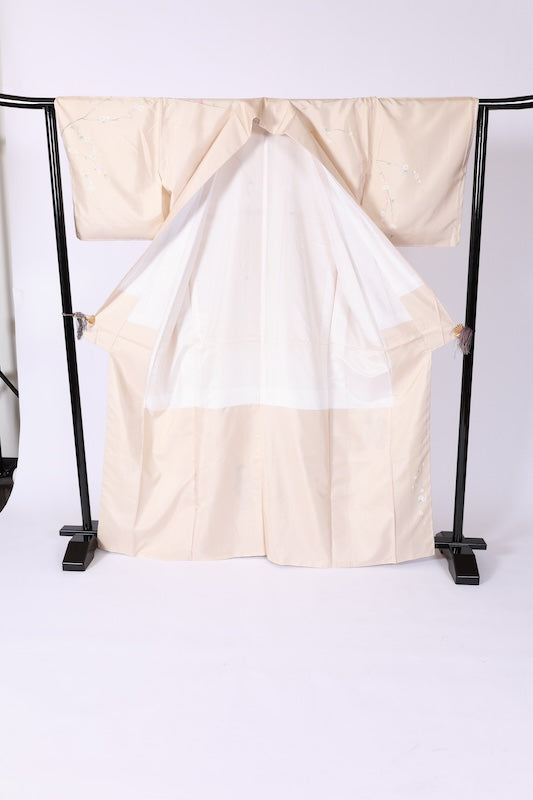 Japanese kimono used <houmongi> L-size  silk 100% /B1099