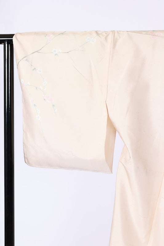 Japanese kimono used <houmongi> L-size  silk 100% /B1099