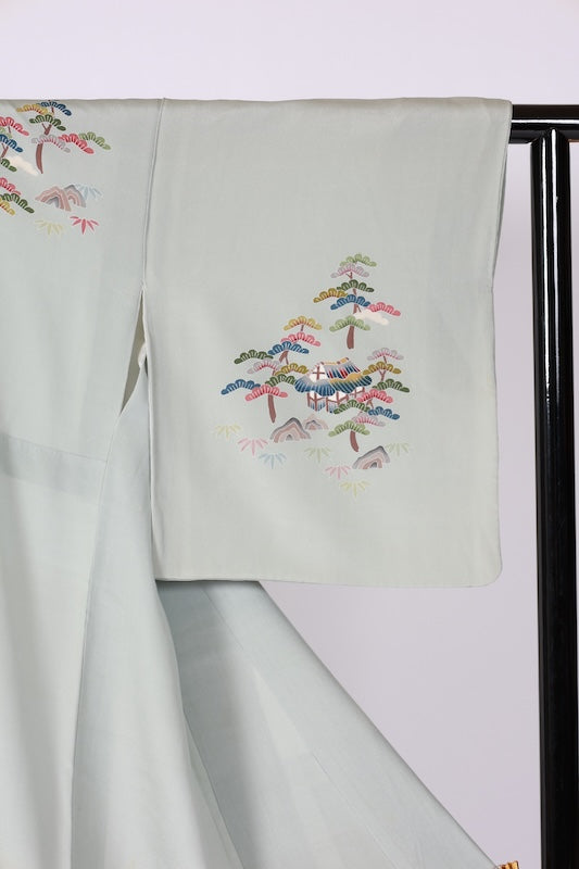 Japanese kimono used <houmongi> M-size  silk 100% /B1096