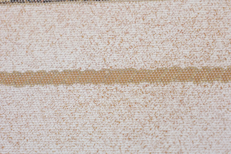 Nagoya obi used (sash), beige, gold, white, green, red, mother-of-pearl inlay, phoenix, Chinese flower, L87