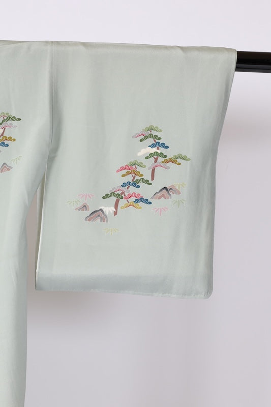 Japanese kimono used <houmongi> M-size  silk 100% /B1096