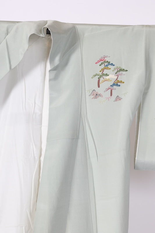 Japanese kimono used <houmongi> M-size  silk 100% /B1096