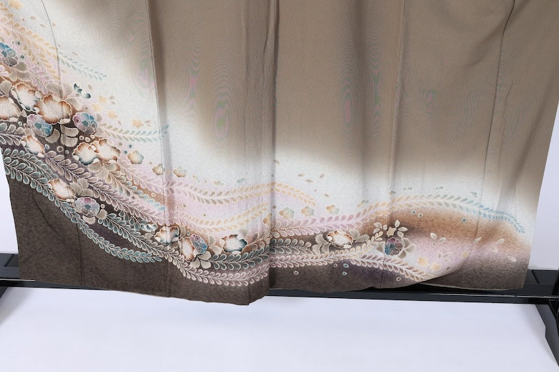 Japanese kimono used <houmongi> L-size  silk 100% /B1097