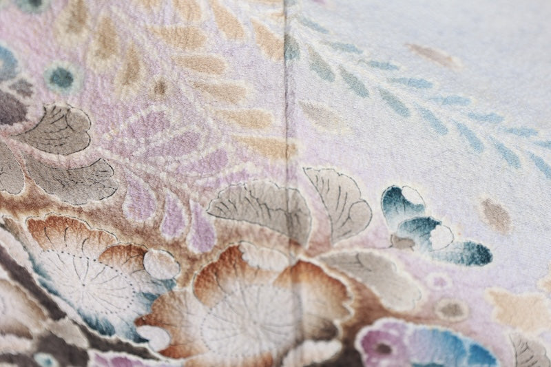Japanese kimono used <houmongi> L-size  silk 100% /B1097