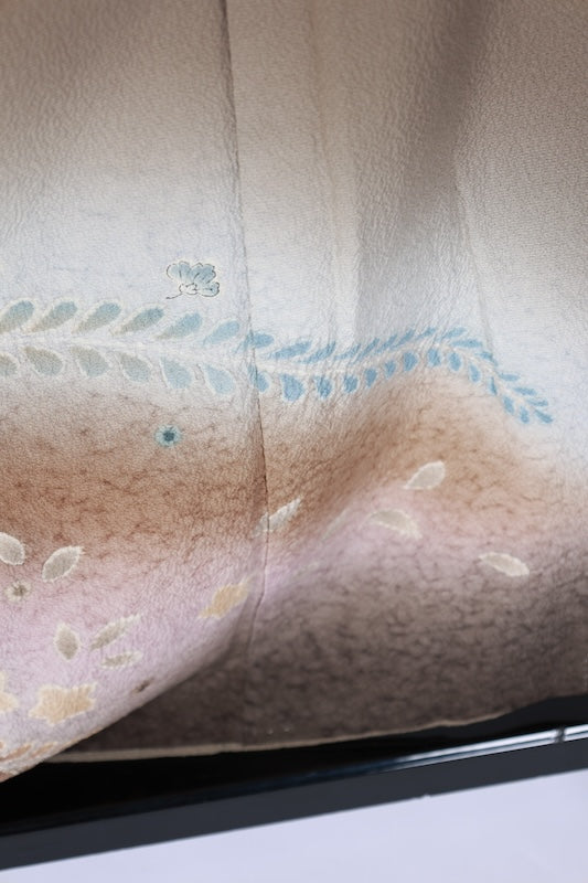 Japanese kimono used <houmongi> L-size  silk 100% /B1097