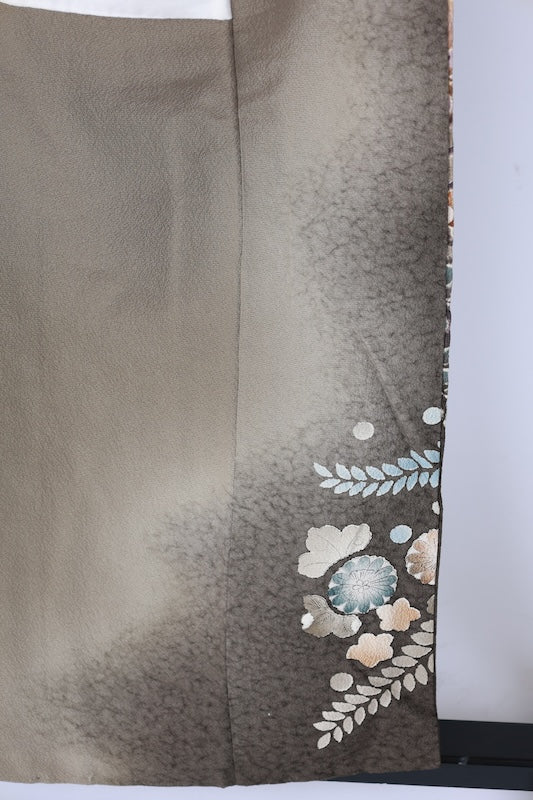 Japanese kimono used <houmongi> L-size  silk 100% /B1097