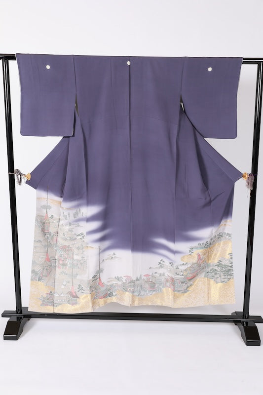 Japanese kimono used <Irotomesode> M-size  silk 100% /B1098