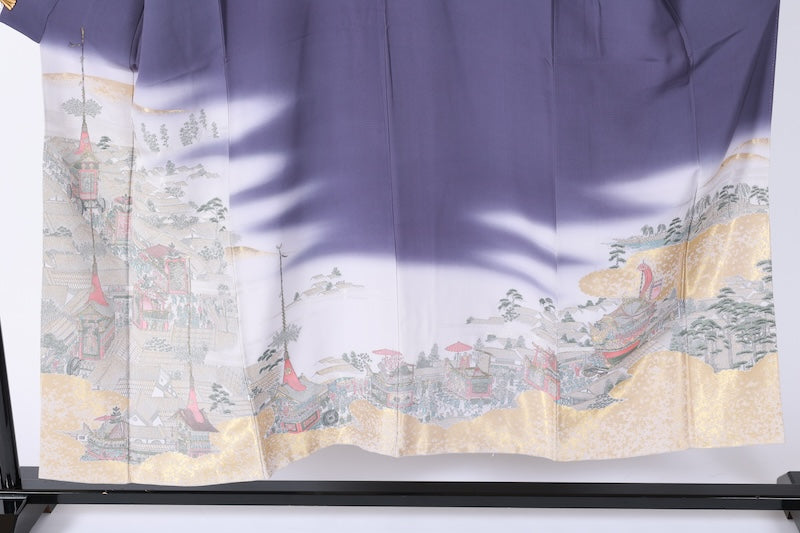 Japanese kimono used <Irotomesode> M-size  silk 100% /B1098