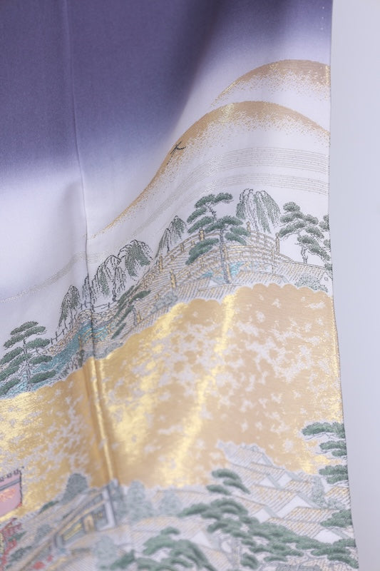 Japanese kimono used <Irotomesode> M-size  silk 100% /B1098