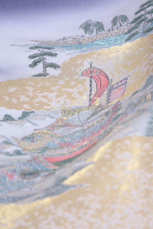 Japanese kimono used <Irotomesode> M-size  silk 100% /B1098