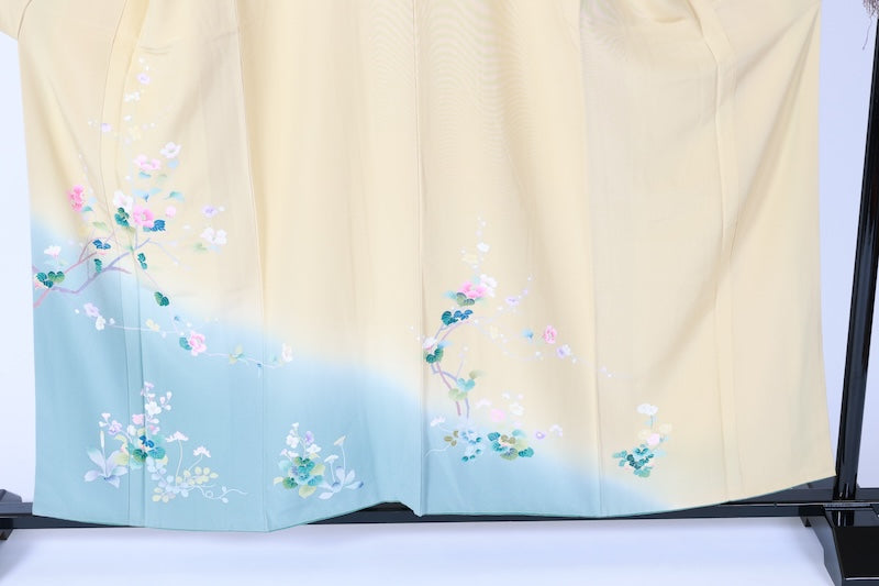 Japanese kimono used <houmongi> M-size  silk 100% /B1094