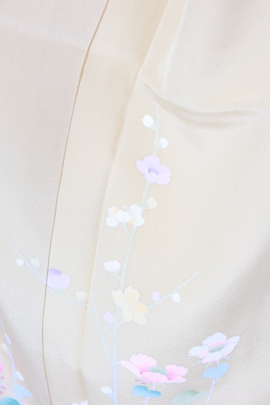 Japanese kimono used <houmongi> M-size  silk 100% /B1094