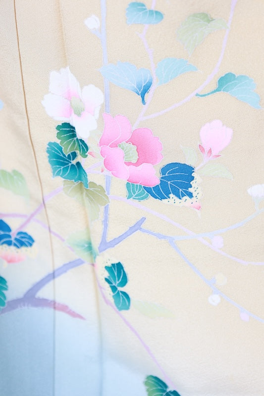 Japanese kimono used <houmongi> M-size  silk 100% /B1094