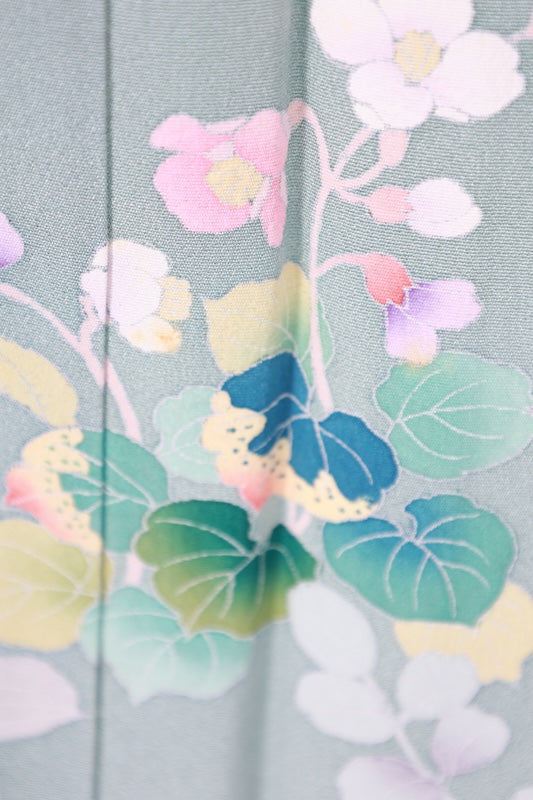 Japanese kimono used <houmongi> M-size  silk 100% /B1094