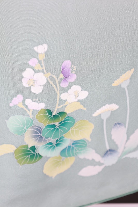 Japanese kimono used <houmongi> M-size  silk 100% /B1094