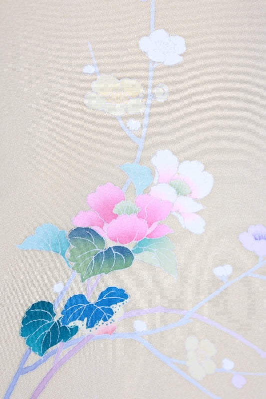 Japanese kimono used <houmongi> M-size  silk 100% /B1094