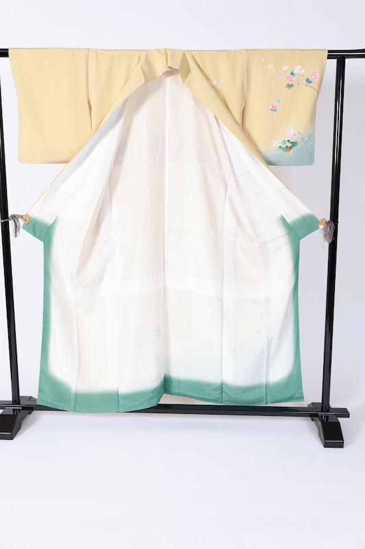 Japanese kimono used <houmongi> M-size  silk 100% /B1094