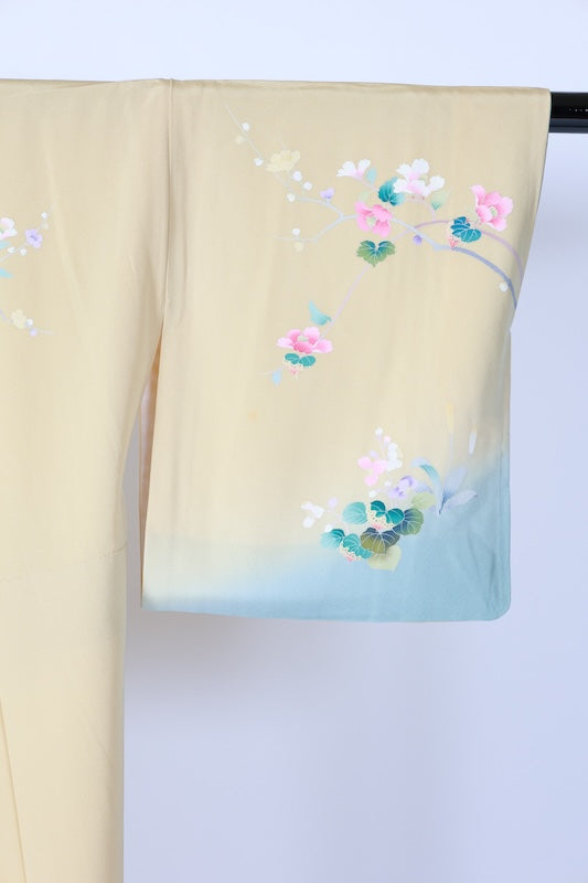 Japanese kimono used <houmongi> M-size  silk 100% /B1094