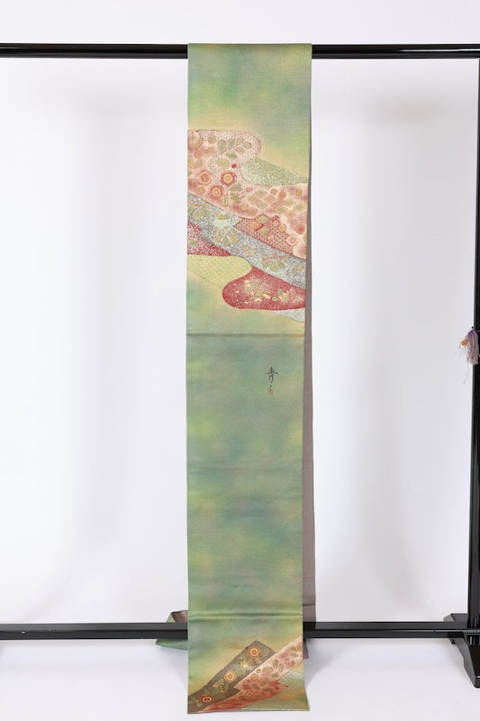 Japanese Unused  New sash belt (-obi) 100% silk  /B1082