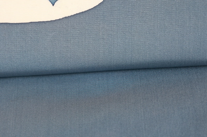 Nagoya obi used (sash), Shioze silk, shades of indigo, white, clematis pattern, hand-painted, L96