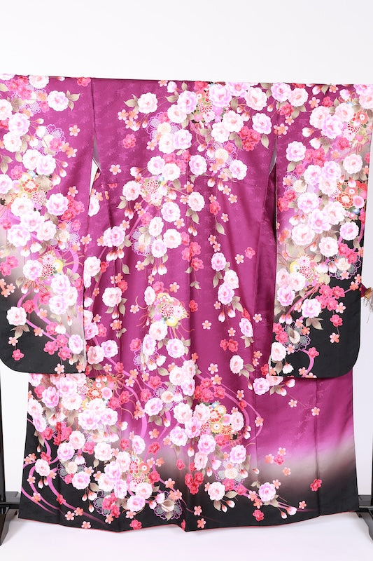 Japanese kimono,hakama 2 piece set used M-size  polyester /B1087