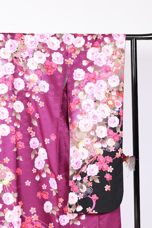 Japanese kimono,hakama 2 piece set used M-size  polyester /B1087
