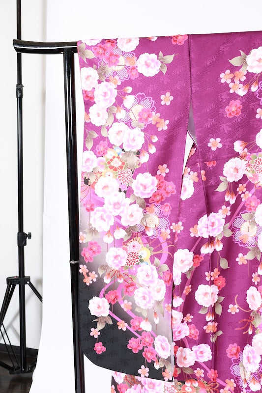 Japanese kimono,hakama 2 piece set used M-size  polyester /B1087