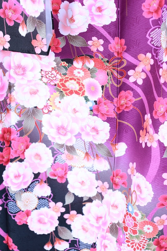 Japanese kimono,hakama 2 piece set used M-size  polyester /B1087