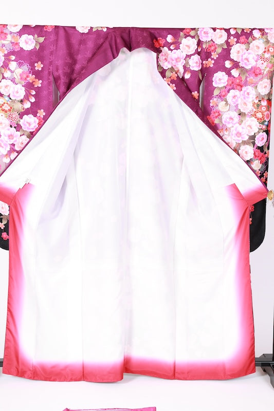 Japanese kimono,hakama 2 piece set used M-size  polyester /B1087