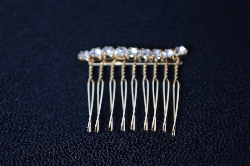 Hair Accessory - Brand New - Gold - Rhinestone - Set of 2 / D27