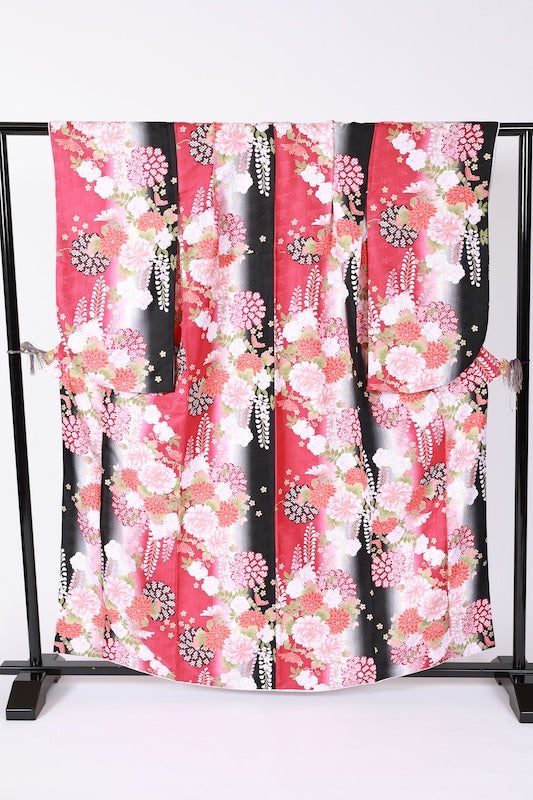Japanese kimono,hakama 2piece set used  L-size  polyester /B1086