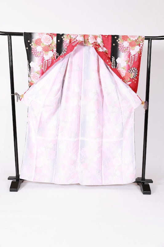 Japanese kimono,hakama 2piece set used  L-size  polyester /B1086